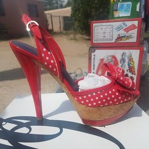 Retro polka dot heels with Corkscrew platform